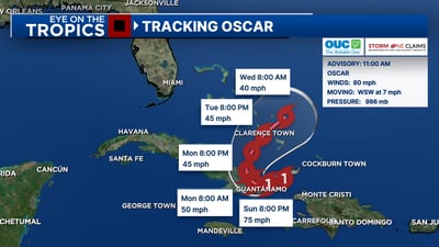 Hurricane Oscar nears landfall on the eastern coast of Cuba