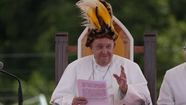 Pope arrives in the remote jungles of Papua New Guinea with a ton of humanitarian aid and toys