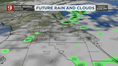 Cloudy and cool with spotty showers Monday