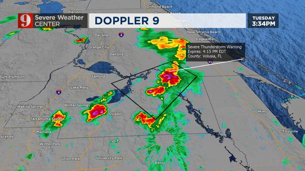 Severe thunderstorm warning issued for Seminole, Volusia counties