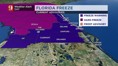 Partly cloudy and cold Monday as frigid conditions remain in Central Florida