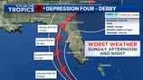 Tropical Depression 4 forms; track continues toward Gulf of Mexico
