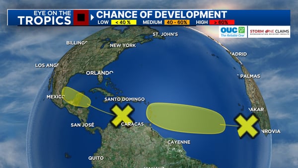 Tropical disturbances in the Caribbean and near Africa could organize this week