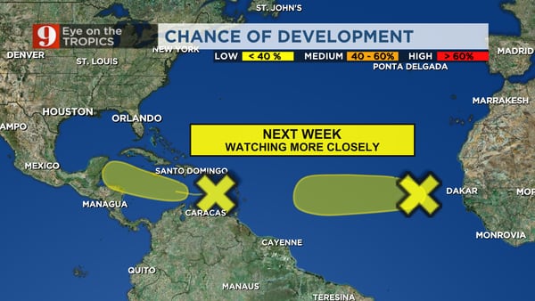 Tracking the tropics: 2 tropical waves could possibly form
