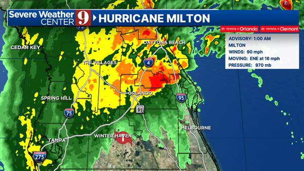 Hurricane Milton is moving off the east coast of Florida as Cat. 1 storm