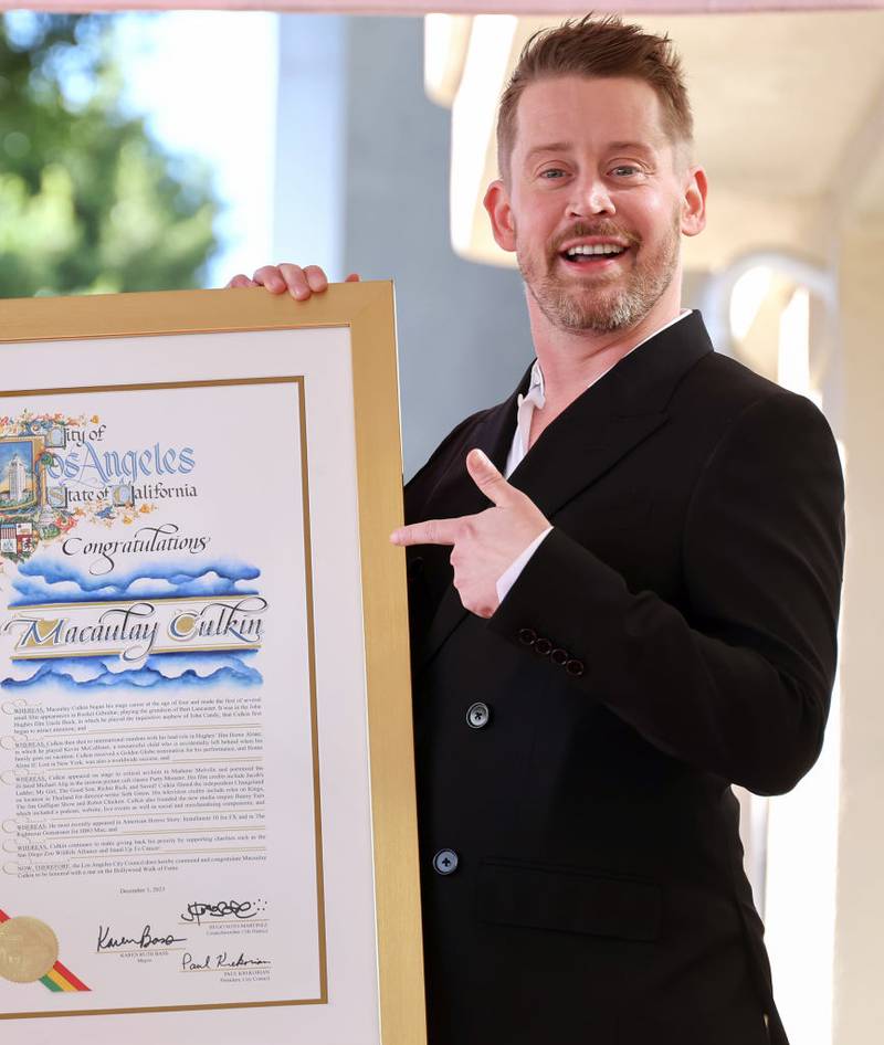 HOLLYWOOD, CALIFORNIA - DECEMBER 01: Macaulay Culkin attends the ceremony honoring Macaulay Culkin with a Star on the Hollywood Walk of Fame on December 01, 2023 in Hollywood, California. (Photo by Amy Sussman/Getty Images)