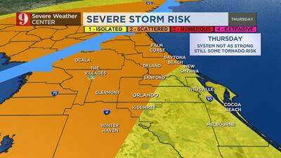 Sprinkles expected overnight in Orlando, cold front could bring strong storms Thursday