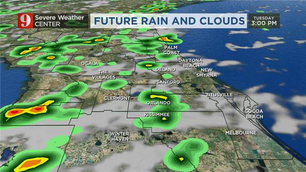 Afternoon storm chances increase Tuesday in Central Florida