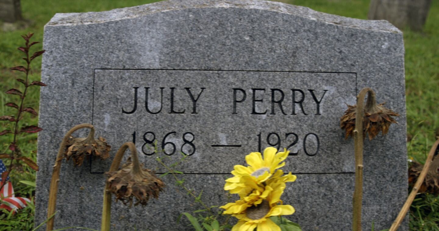 July Perry's grave received a headstone in 2002. His grave was previously unmarked. The West Orange Reconciliation Task Force sponsored the headstone.