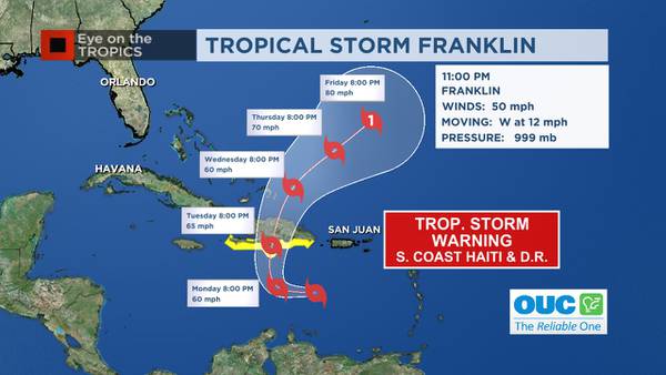 Tropical Storm Franklin forms in the Atlantic