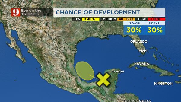 Disturbance in Southern Gulf increases chance of organization, but no threat to Florida