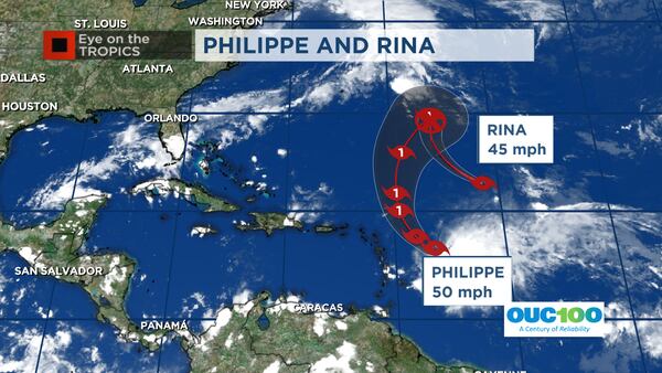 Rina and Philippe still close together in the Atlantic