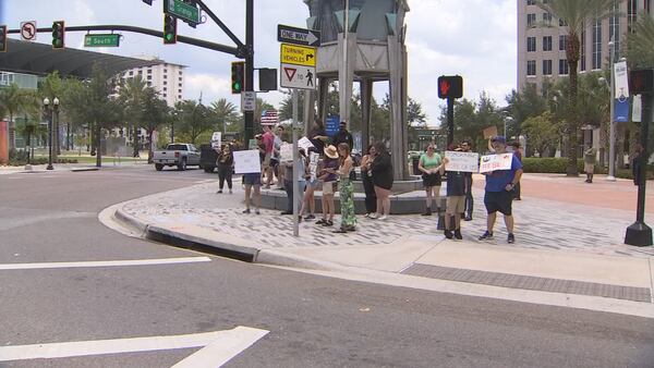 Video: Protesters rally for abortion rights at Orlando City Hall