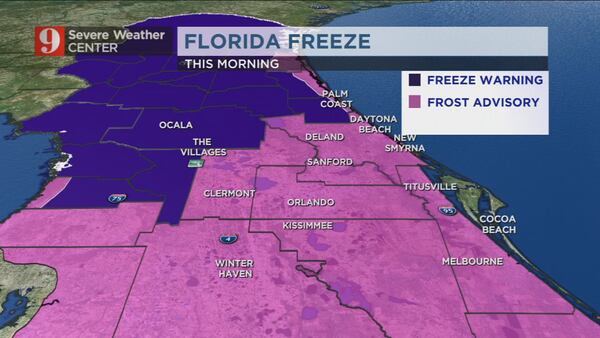 Monday forecast: Chilly start with frost advisories over most of the area