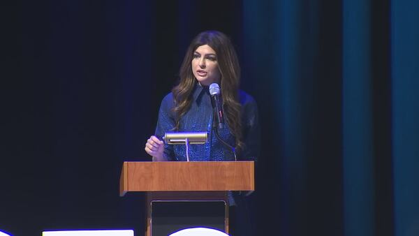 Casey DeSantis talks with Osceola County students about the dangers of substance abuse
