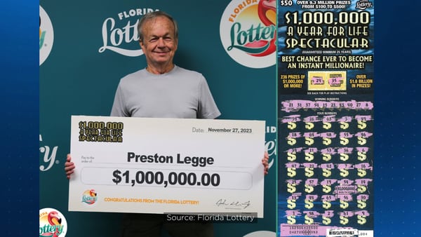 Winter Park man wins $1 million prize playing Florida Lotto scratch-off game