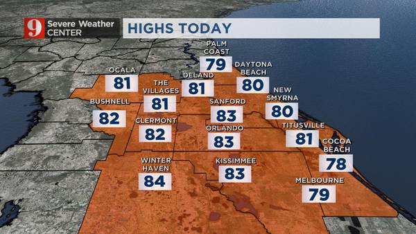 Mostly sunny and warmer Tuesday in Central Florida