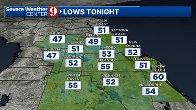 Cool weather throughout Central Florida tonight