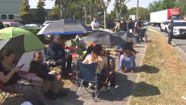 People camp out overnight outside Orlando immigration office due to long lines