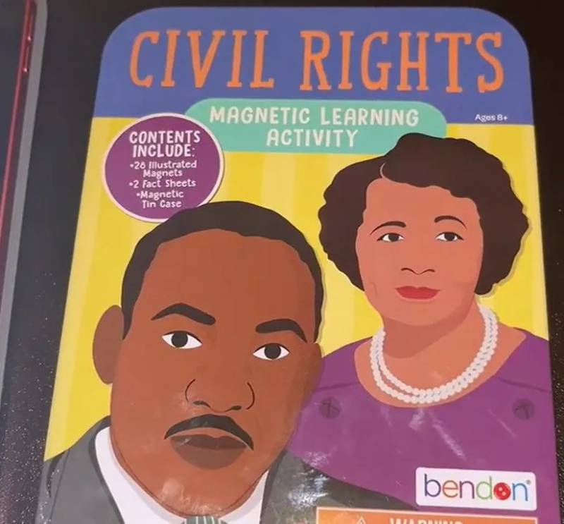 The "Civil Rights Magnetic Learning Activity" was removed from stores nationwide after it was discovered that it misidentified W.E.B. Du Bois, Booker T. Washington and Carter G. Woodson.