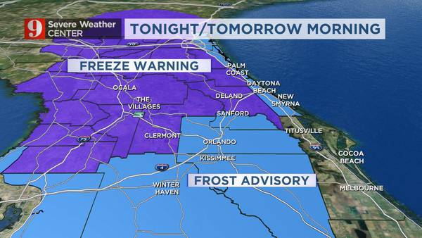 Video: Central Florida to see coldest weather in almost a year overnight, to drop into the 20s for some