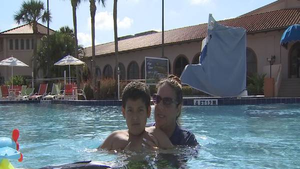 Children with special abilities learn to swim