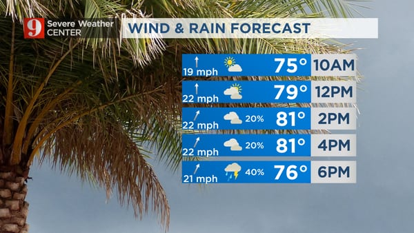 Sunday forecast: Warm and breezy to start the day, storms move in later