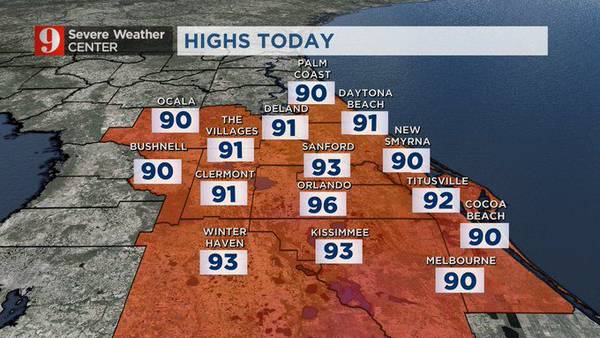Central Florida stays hot and dusty Thursday, afternoon storm chances go up