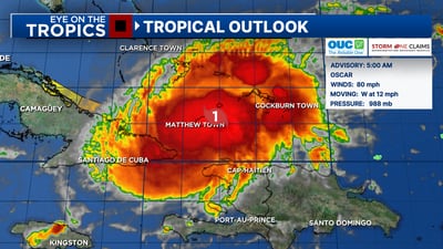 Hurricane Oscar makes landfall on Great Inagua Island with 80 mph winds