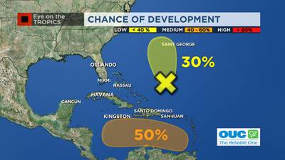 2 disturbances on radar, neither to impact Central Florida