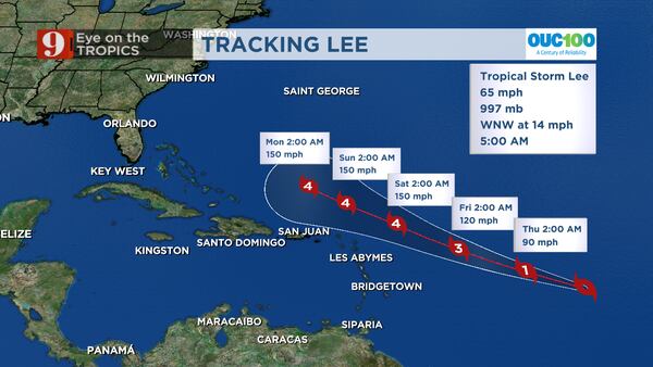 Video: Tropical Storm Lee forecast to become a hurricane today, ‘massive’ Cat. 4 storm soon