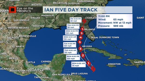 Tropical Storm Ian: 11 p.m. Sunday update