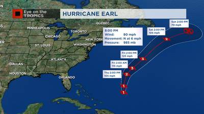 Earl becomes 2nd hurricane of the Atlantic season