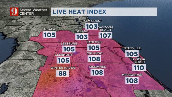 Triple-digit heat indexes reported across Central Florida