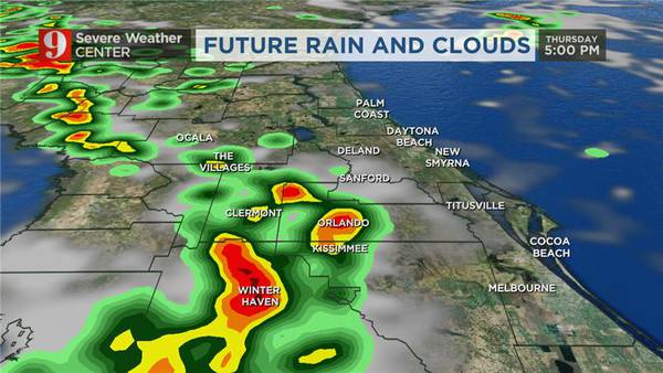 Rain and storm chances increase Thursday in Central Florida