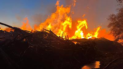 Photos: Firefighters battle brushfire near Marion County high school