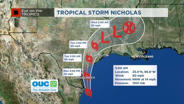 Tropical Storm Nicholas strengthens, could become a hurricane before hitting land
