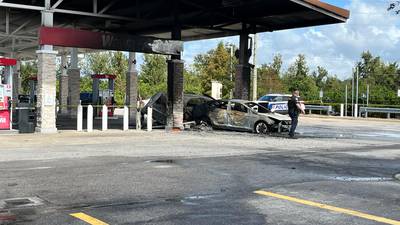 Photos: Car crashes into Orlando gas station pumps, 1 person seriously hurt, firefights say