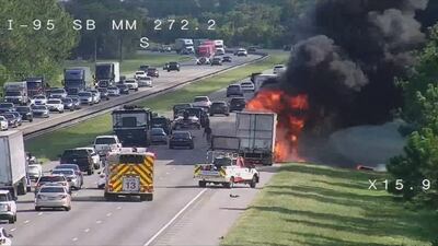 Photos: Truck catches fire on I-95 in Volusia County