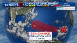 Tropical disturbance has 70% chance of becoming next named storm in Central Atlantic