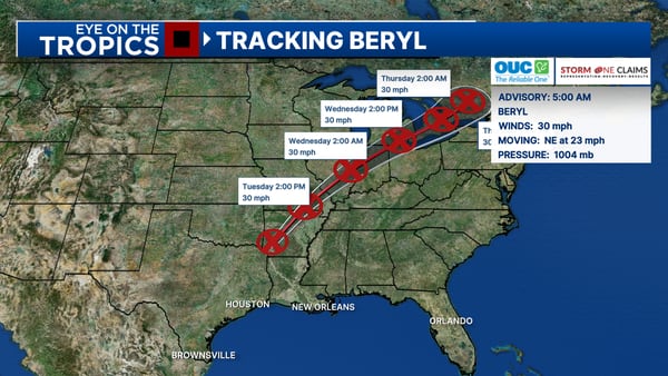 Beryl continues to bring tornado, flash flooding threat across U.S.