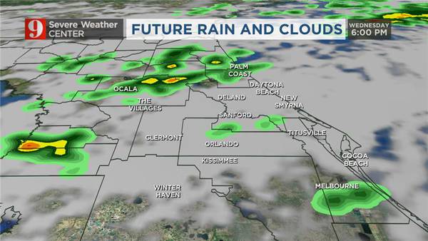 Stationary front to keep rain, storm chances high Wednesday in Central Florida