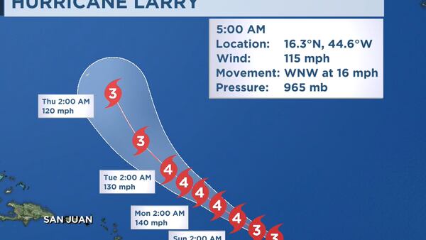 ‘Formidable’ Hurricane Larry to bring dangerous surf, rip currents to Atlantic shores