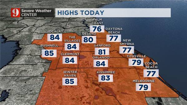 Partly cloudy and warm Wednesday in Central Florida