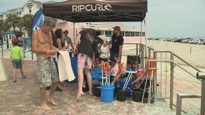 Photos: Volunteers help clean up trash on New Smyrna Beach with a tasty reward