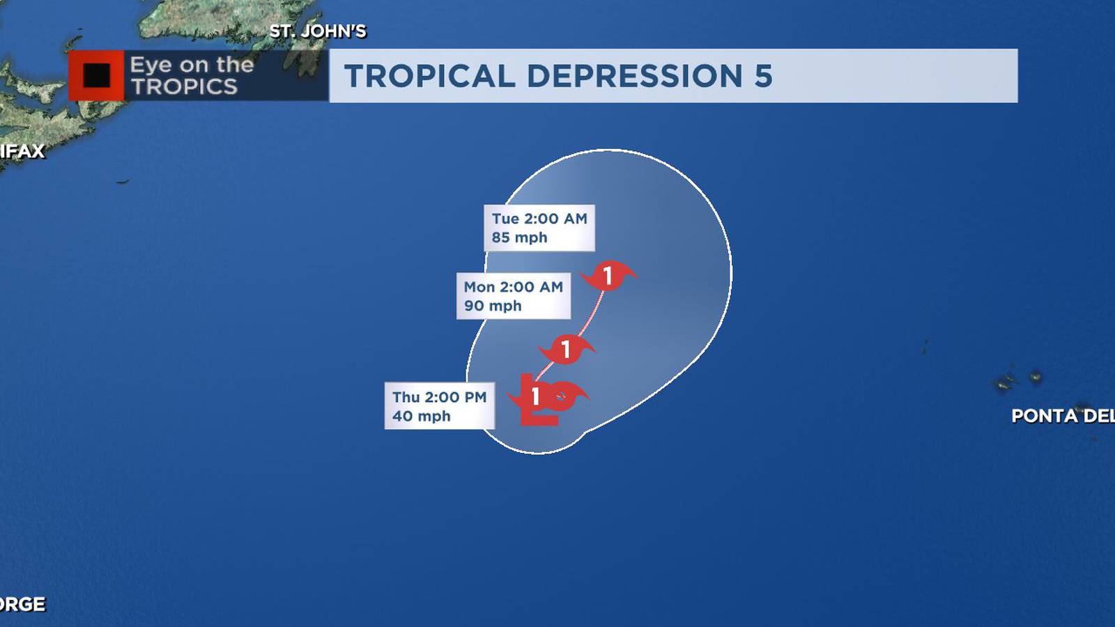 Tropical Storm Danielle forms in north Atlantic, forecast to