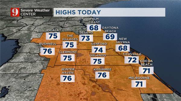 Sunny and nice Monday in Central Florida