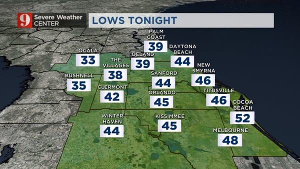 Frost advisories issued for parts of Central Florida