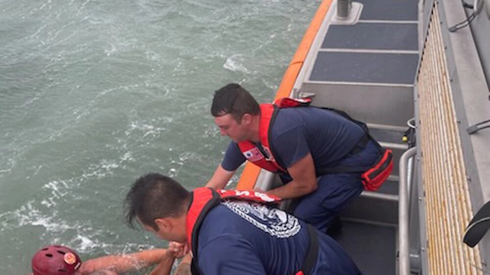 The U.S. Coast Guard and Volusia County Beach Safety crews rescued four people, Thursday.