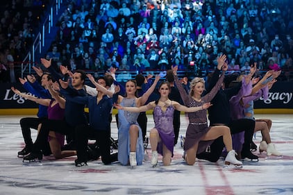 Ice skaters performing